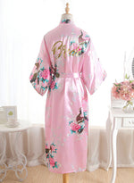 Silk Bride Bridesmaid Floral Robes Glitter Print Robes