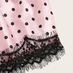One-piece women's pink polka dot sleepwear